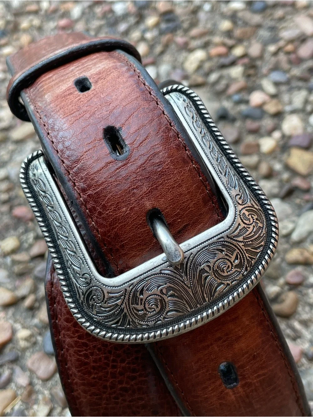 3D Belt Company Western Distressed Brown Leather Belt Men’s Size 36 Cowboy 1029